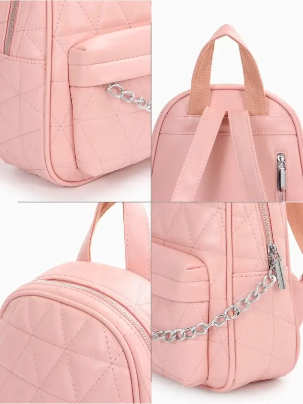 Рюкзак женский на молнии, с карманами, размер 24&times;12&times;30 см, розовый