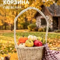 Корзина плетёная для хранения, 15&times;15&times;8 см, ручка h=14 см, лоза, натуральная, Greengo