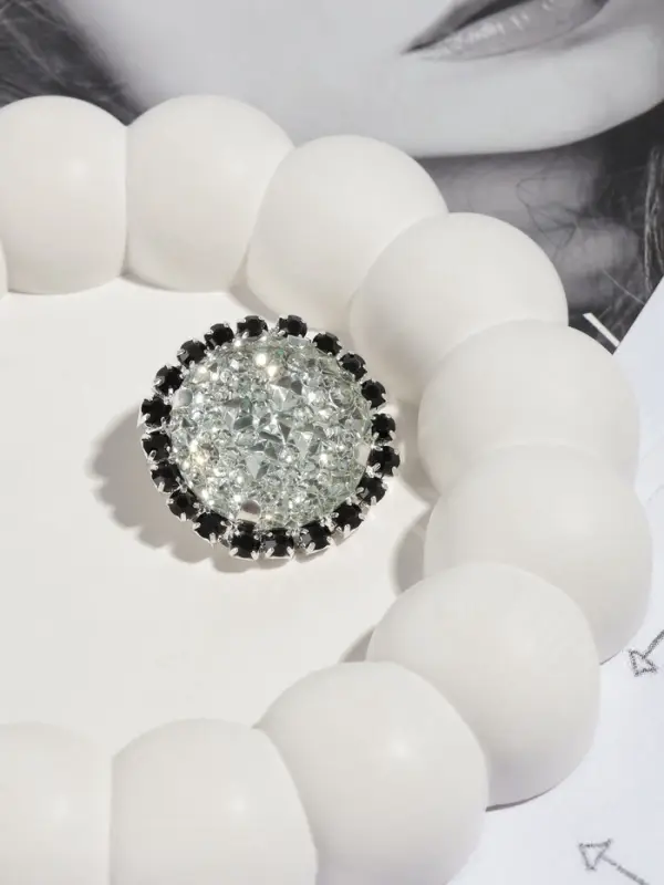 Пуговица декоративная, d=30 мм, цвет серебряный, чёрный