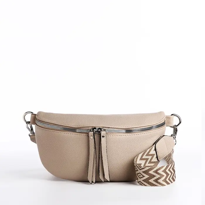 Сумка женская кросс-боди на молнии, 26×10×16 см, бежевая Сумка женская кросс-боди на молнии, 26×10×16 см, бежевая