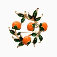 Брошь "Ветка апельсинов", цвет оранжево-зелёный в золоте Брошь "Ветка апельсинов", цвет оранжево-зелёный в золоте