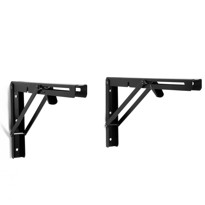 Кронштейн складной для столов и полок ТУНДРА, K001, 2 шт, длина 350 мм, сталь цвет черный Кронштейн складной для столов и полок ТУНДРА, K001, 2 шт, длина 350 мм, сталь цвет черный