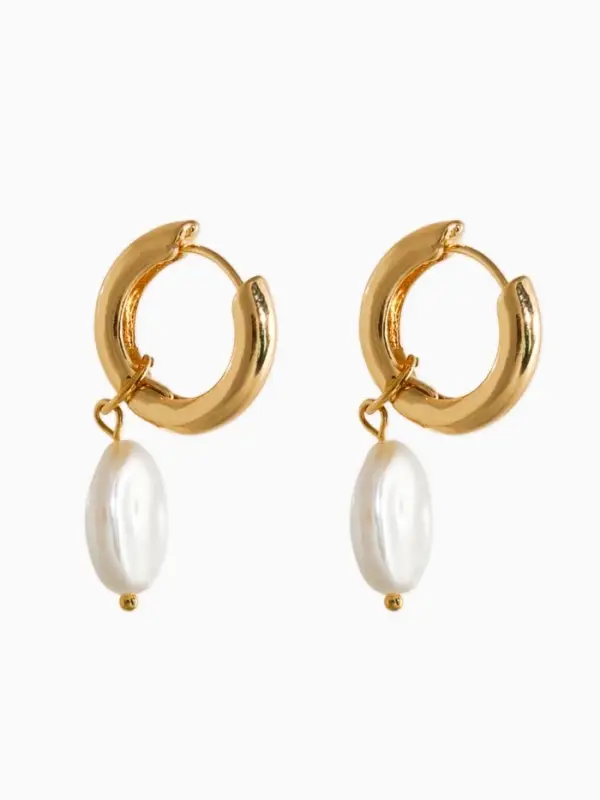 Серьги жемчуг "Барокко", цвет белый в золоте