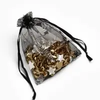 Набор подарочных мешочков 100шт.  "Звёзды", 10*12 см ( + - 1 см), цвет чёрный с серебром (3503568)