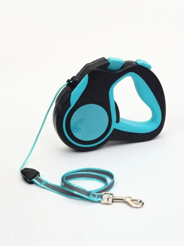 Рулетка &laquo;Пижон&raquo;, 4 м, до 15 кг, трос, светоотражающая, прорезиненная ручка, голубая