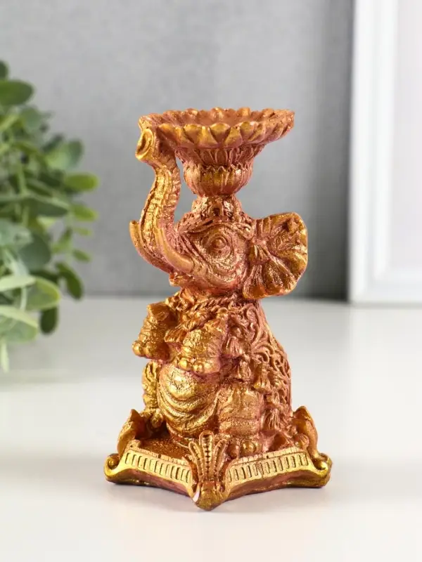 Подсвечник  Подсвечник "Слон" высота 12 см, бордо с позолотой