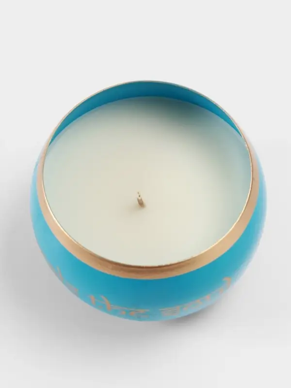 Свеча в чаше Yoga heal the soul, 200 г, 8.5&times;7 см, соевый воск, голубая