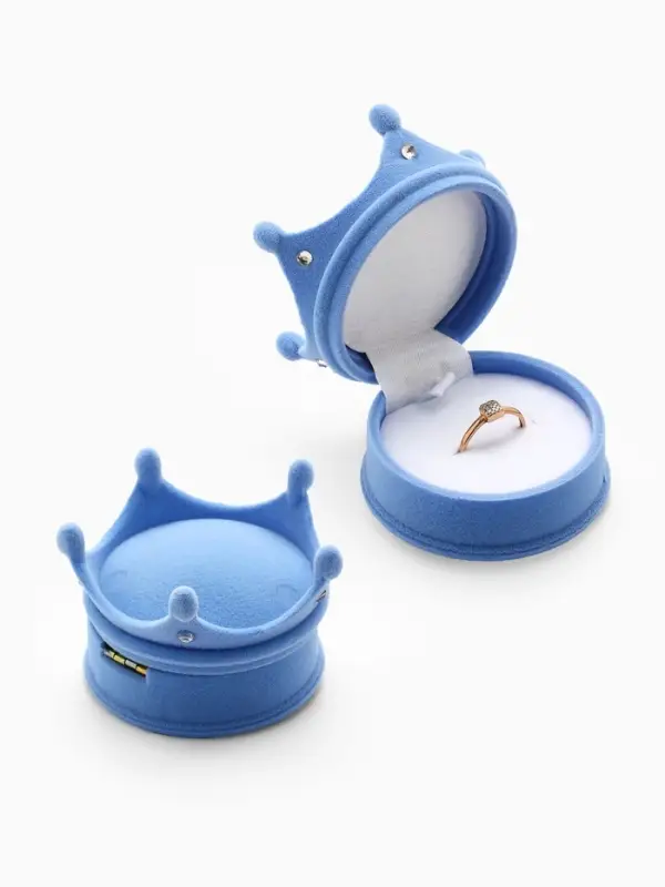 Футляр под серьги, кулон, кольцо &laquo;Корона&raquo;, бархатный, 5.5&times;5.5&times;4.5 см, голубой