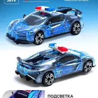 Машина &laquo;Crazy race. Полиция&raquo;, русская озвучка, световые и звуковые эффекты, работает от батареек, цвет серый