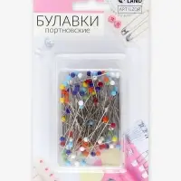 Булавки портновские, стеклянная головка, 30 мм, 100 шт., разноцветные
