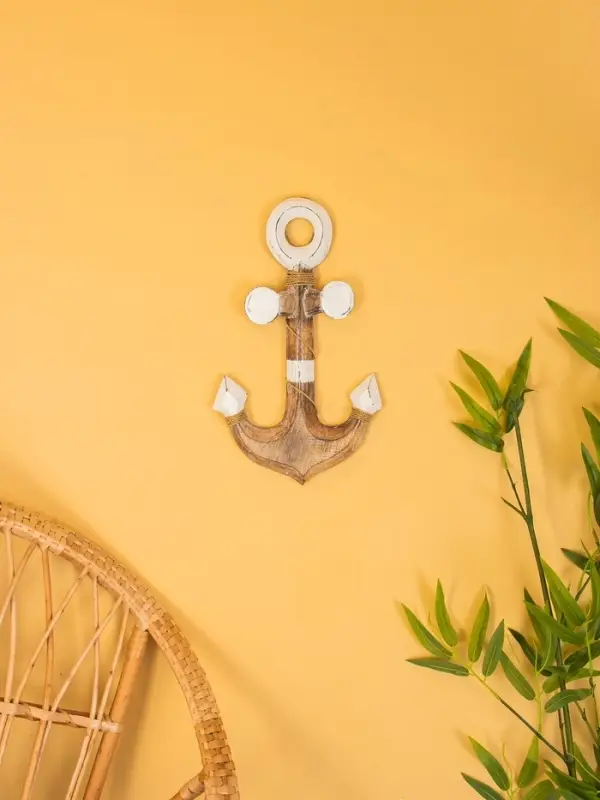 Декор интерьерный "Якорь" дерево 23х2х40 см, цв. белый