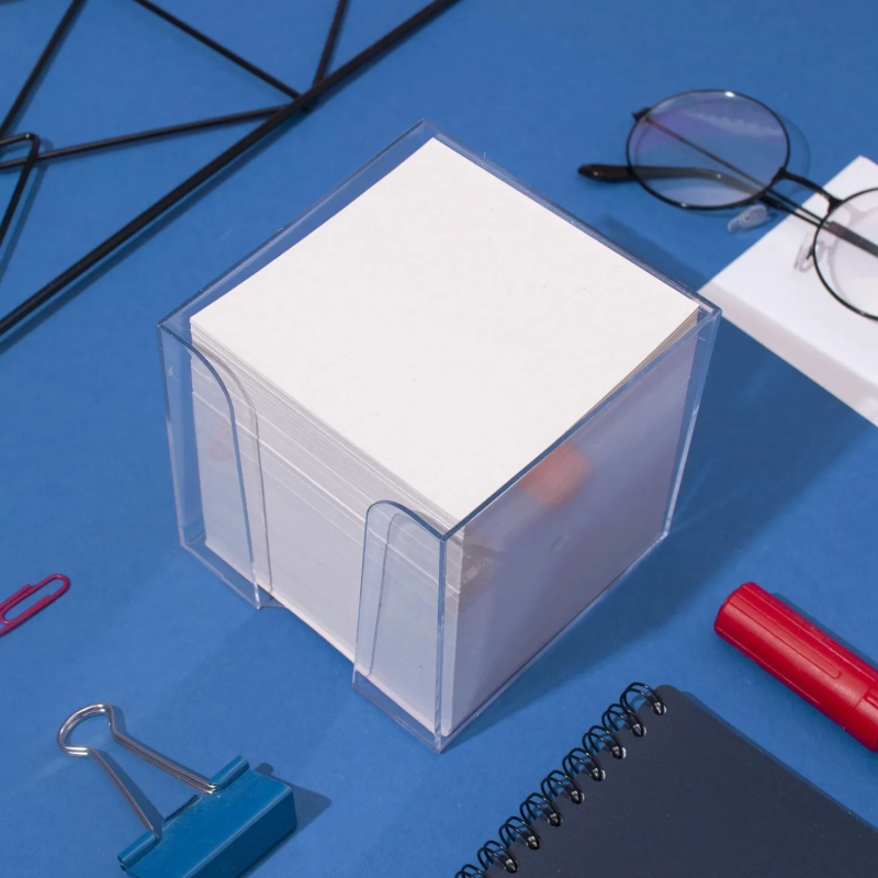 Блок для записей в подставке в стакане 9х9х9 белый