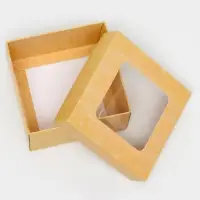 Коробка подарочная складная, упаковка, крышка - дно, с окном, крафт, 10×10×5 см