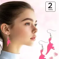 Серьги, набор украшений &laquo;Минни Маус и Дино&raquo;, розовые, золотой