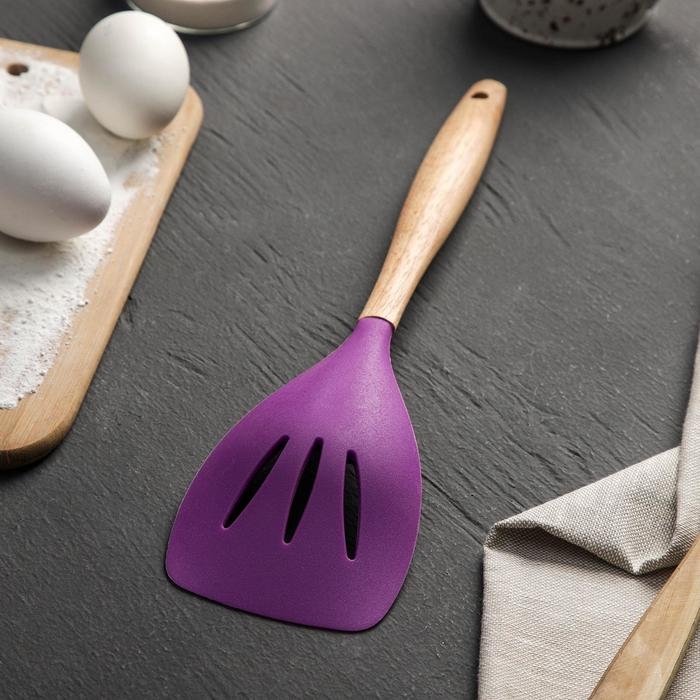 Лопатка с прорезями Доляна «Эко», 30 см, цвет МИКС