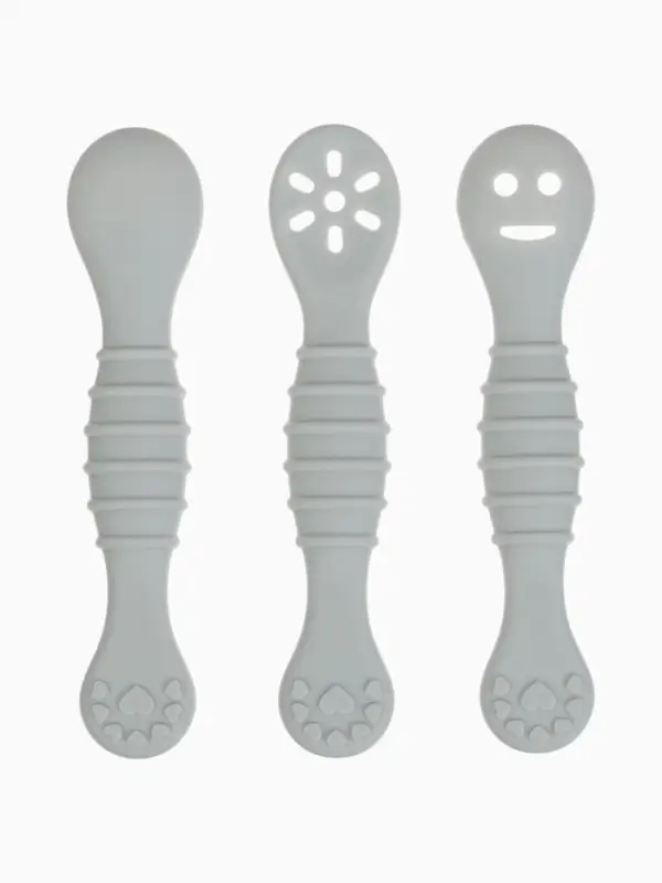 Ложка детская для прикорма, силикон, набор 3 шт., серый M&B