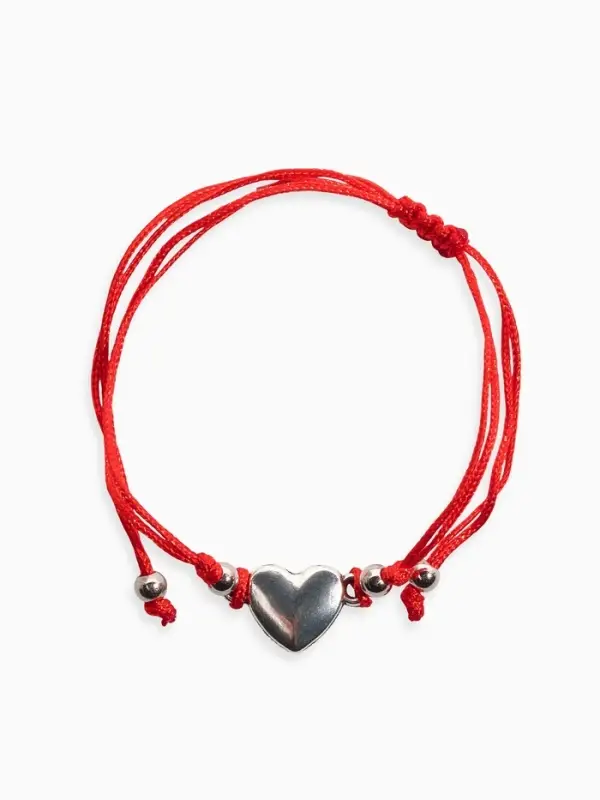 Браслет-оберег &laquo;Красная нить&raquo;, Your daily life сердце, цвет серебро, 7 см