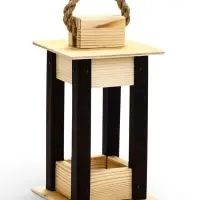 Фонарь декоративный, 9&times;9&times;18 см, деревянный, цвет натуральный с чёрным