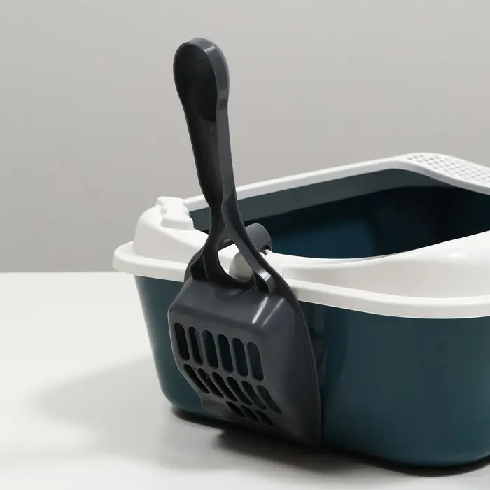 Туалет для кошек &laquo;Сима&raquo; FIX, 30&times;39&times;13.5 с, с бортом и совком, пластик, совок МИКС, серый