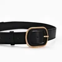 Ремень жен 05-01-07-01, Июнь2507, 3*0,3*110 см, без винта, пряж золото+пласт, 1 прокол, черн   10903