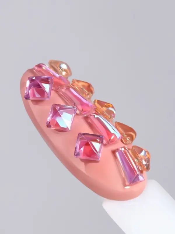 Фигурки для декора, объёмные, розовые, полупрозрачные