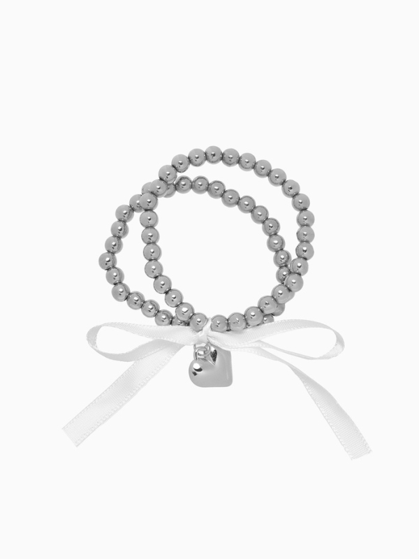 Браслет жемчуг «Сердеко» на резинке, бантик, цвет белый в серебре Браслет жемчуг «Сердеко» на резинке, бантик, цвет белый в серебре