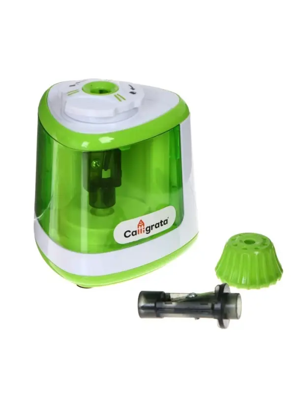 Точилка электрическая Calligrata, с контейнером, на пальчиковых батарейках (в комплект не входят), зелёный