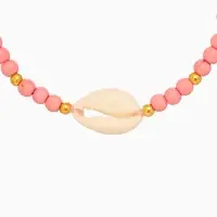 Браслет "Моана" камень пирит, длина 16 см, цв. розовый