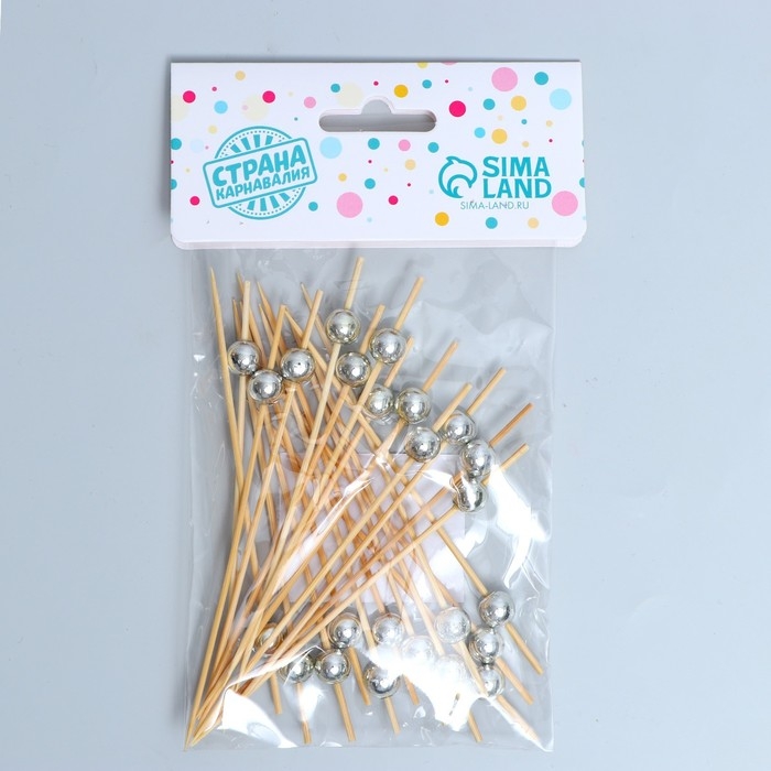 Шпажка для канапе «Бусина», бамбук, набор 24 шт., цвет серый Шпажка для канапе «Бусина», бамбук, набор 24 шт., цвет серый