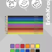 Карандаши 12цв, ErichKrause "Mine Block", пластик, шестигр., европодвес