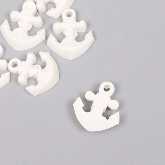 Декор для творчества полистоун Декор для творчества полистоун "Якорь" белый набор 6 шт 2,8х3,2 см