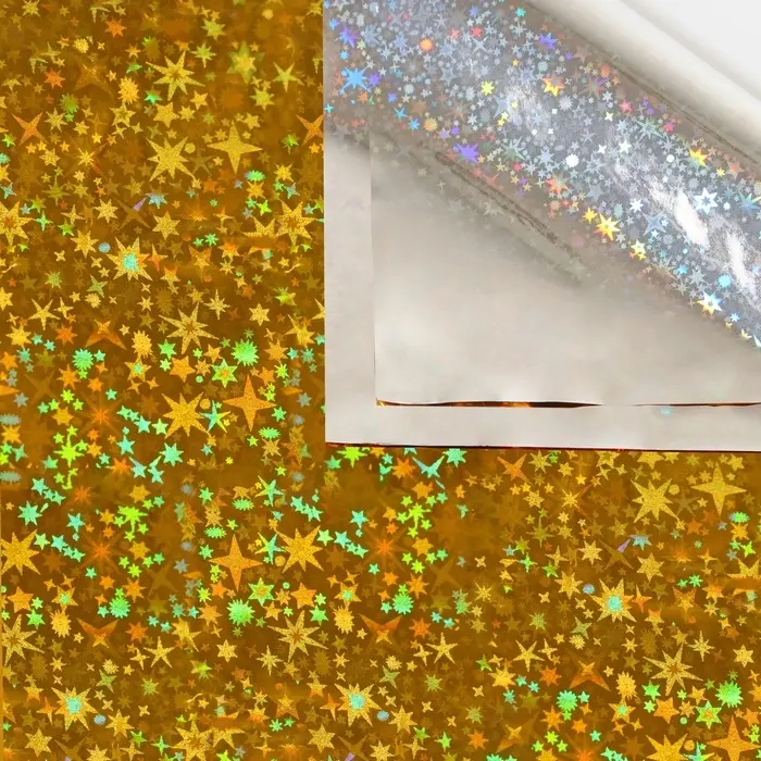 Пленка голографическая, «Звёздное небо», золотая, 70 см × 1 м Пленка голографическая, «Звёздное небо», золотая, 70 см × 1 м