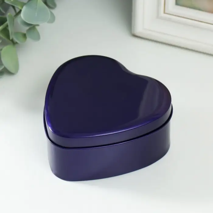 Шкатулка металл под свечу "Сердце. Металлик" фиолет 9,5х9х4,5 см