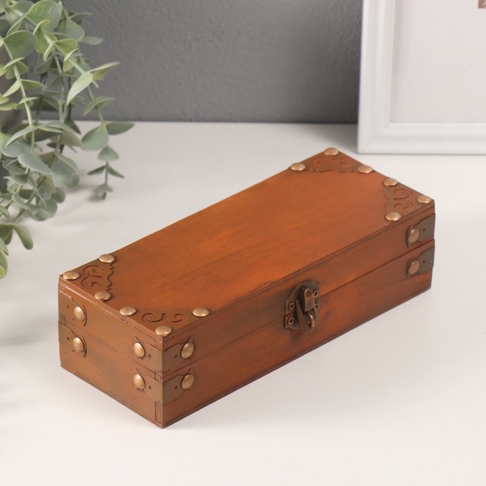 Шкатулка сундук дерево "Амадео" коричневая 21,5х8,7х6 см