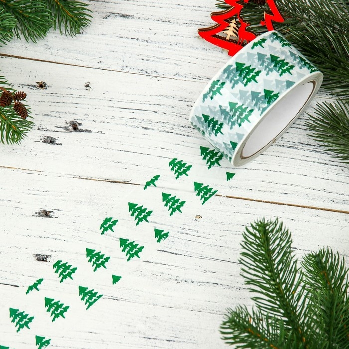 Скотч новогодний с логотипом  Скотч новогодний с логотипом "Елки" 48*45м 45мкм