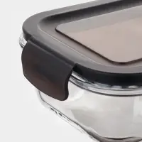 Набор контейнеров, 3 шт.: 410/690/1040 мл, стекло, прозрачный, черная крышка