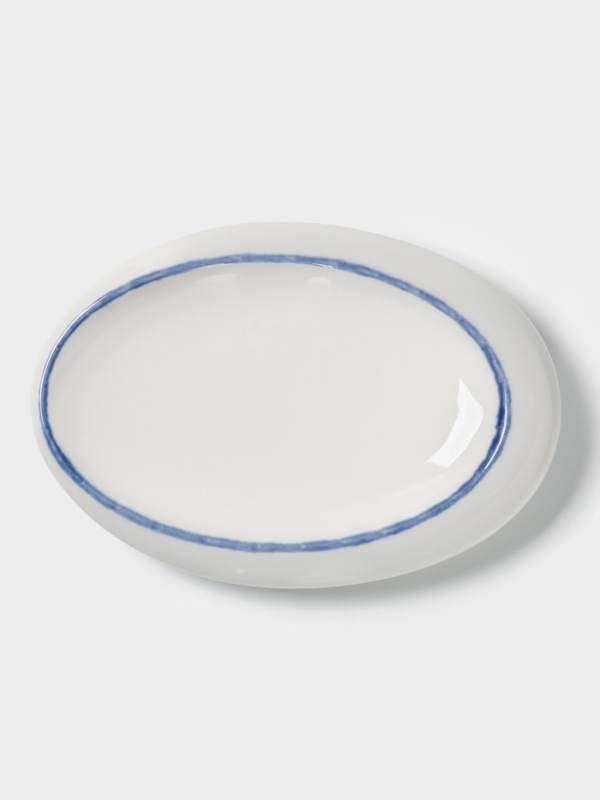 Блюдо овальное Blue Lagoon Magistro 21×14.4×3.5 см, белое, синий