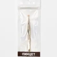 Пинцет скошенный, широкий, 9 см, цвет золотистый