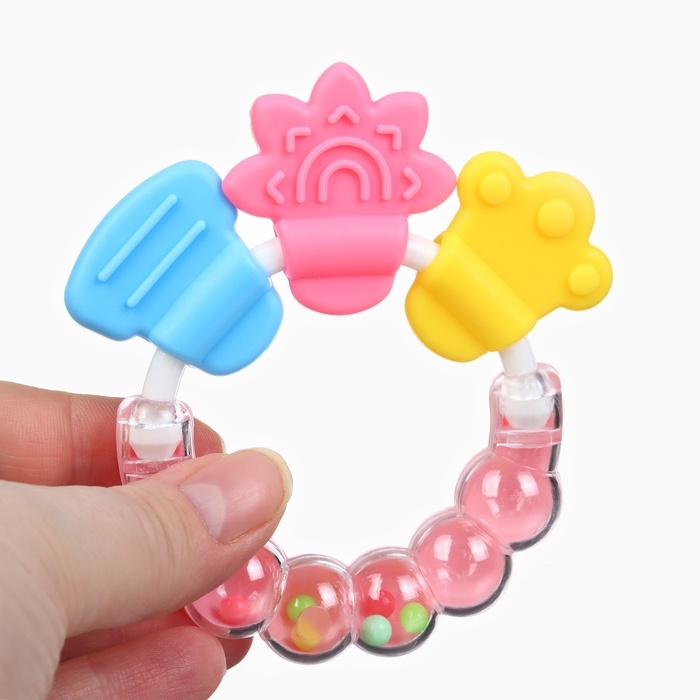 Прорезыватель погремушка Крошка Я «Браслетик», розовый