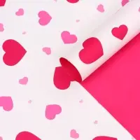 Пленка для цветов, "Сердца на белом", барби, 57х57 см