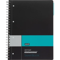 Бизнес-тетрадь SMARTBOOK А4 120л. клетка,спир,микроп,разд,карм,сер-бирюз