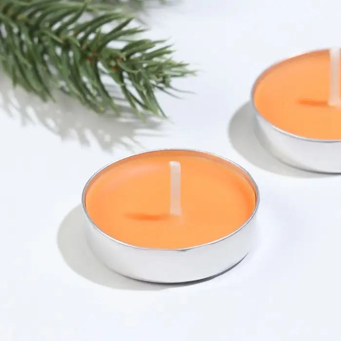 Свечи чайные ароматические, 6 шт, апельсин, Новый год Свечи чайные ароматические, 6 шт, апельсин, Новый год