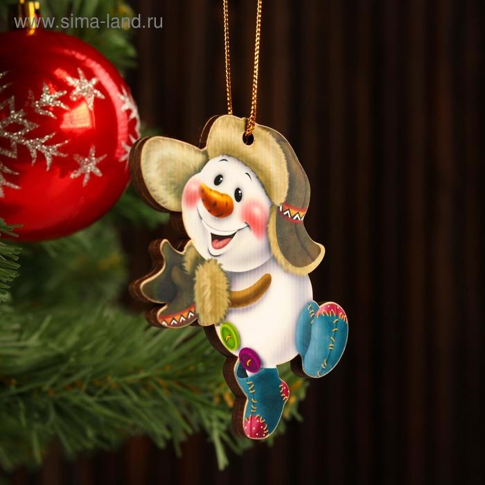 Игрушка на ёлку Игрушка на ёлку "Снеговик весёлый", 9,5х7см