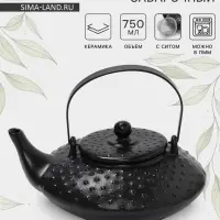 Чайник заварочный Magistro Black Swan, с ситом, 750 мл, керамика, чёрный