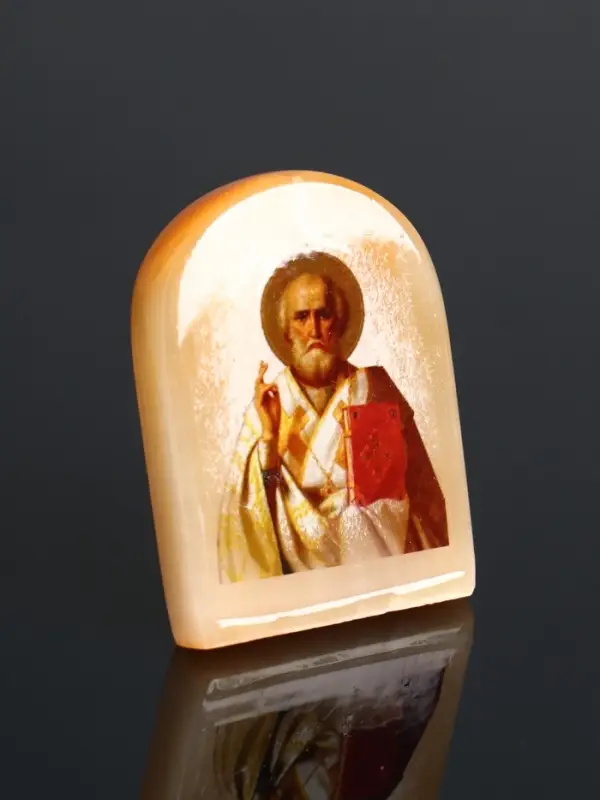 Икона Николай Угодник, 6х5 см, селенит Икона Николай Угодник, 6х5 см, селенит