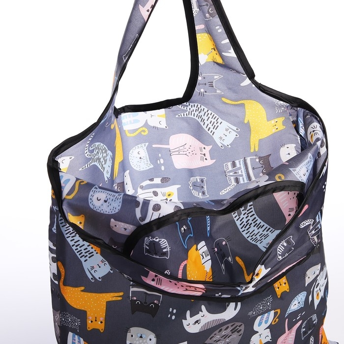 Сумка хозяйственная без застёжки, цвет чёрный/разноцветный Сумка хозяйственная без застёжки, цвет чёрный/разноцветный