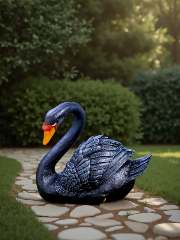 Садовая фигура из полистоуна «Лебедь», 34×25×40 см