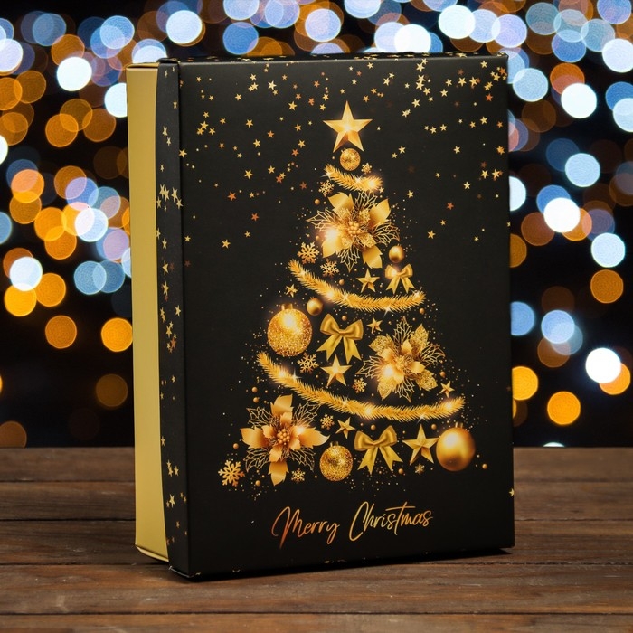 Новый год. Коробка подарочная новогодняя складная, крышка-дно Новый год. Коробка подарочная новогодняя складная, крышка-дно "Merry Christmas " 24 х 17 х 8 см