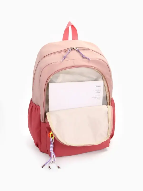 Рюкзак молодёжный на молнии, с карманами, двухцветный, размер 31&times;15&times;46 см, розовый