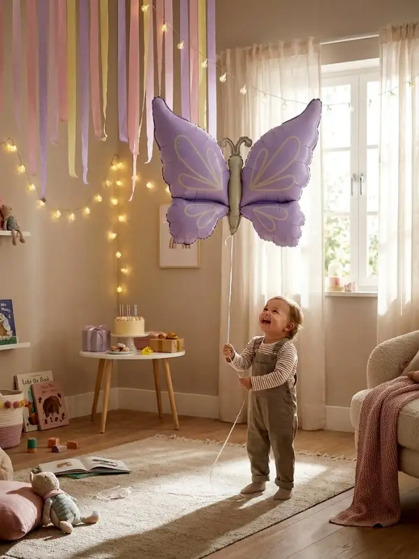 Воздушный шар фольгированный 37 "Нежная бабочка" сиреневый сатин